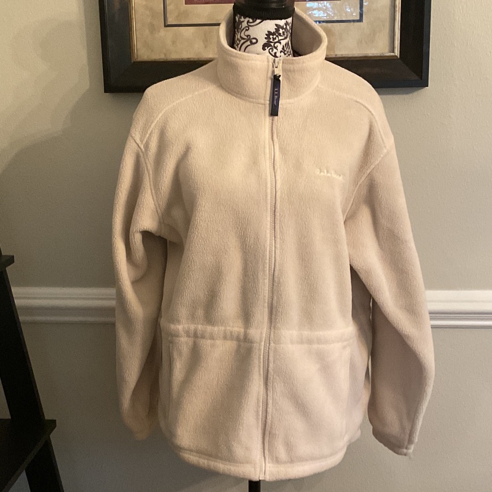 L.L.Bean Cream Fleece Jacket - Picture 1 of 4